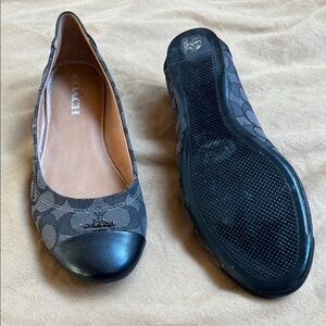 Coach Women's Black and Gray Patterned Flats